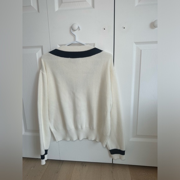 Knit Sweater (cream and dark navy) - Picture 5 of 6
